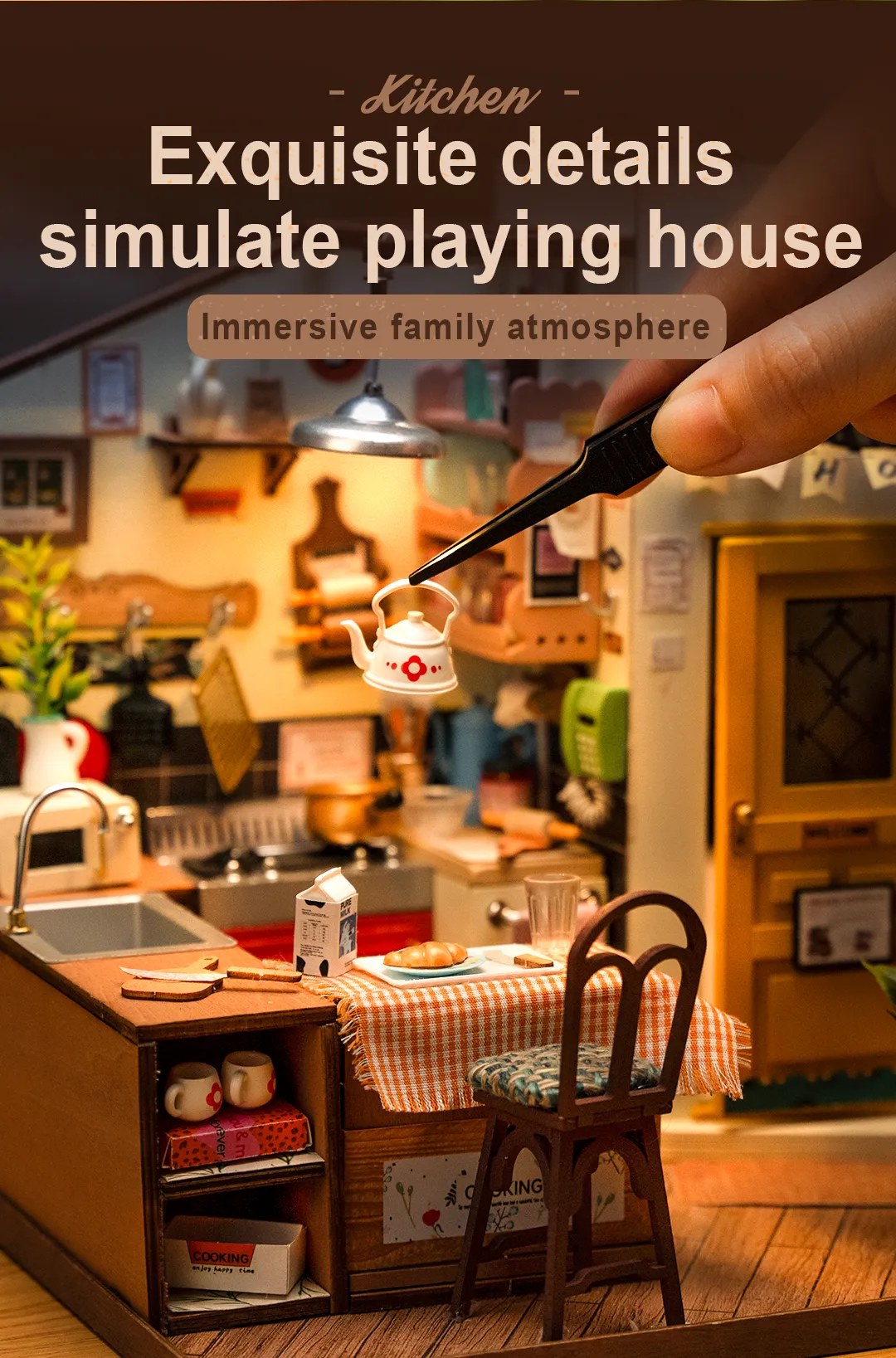Homey Kitchen Miniature House Kit DIY Dollhouse 3D Assembly Toys