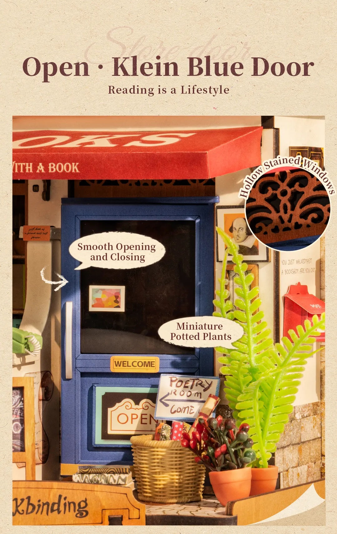 Corner Bookstore Miniature House Kit DIY Dollhouse 3D Assembly Toys