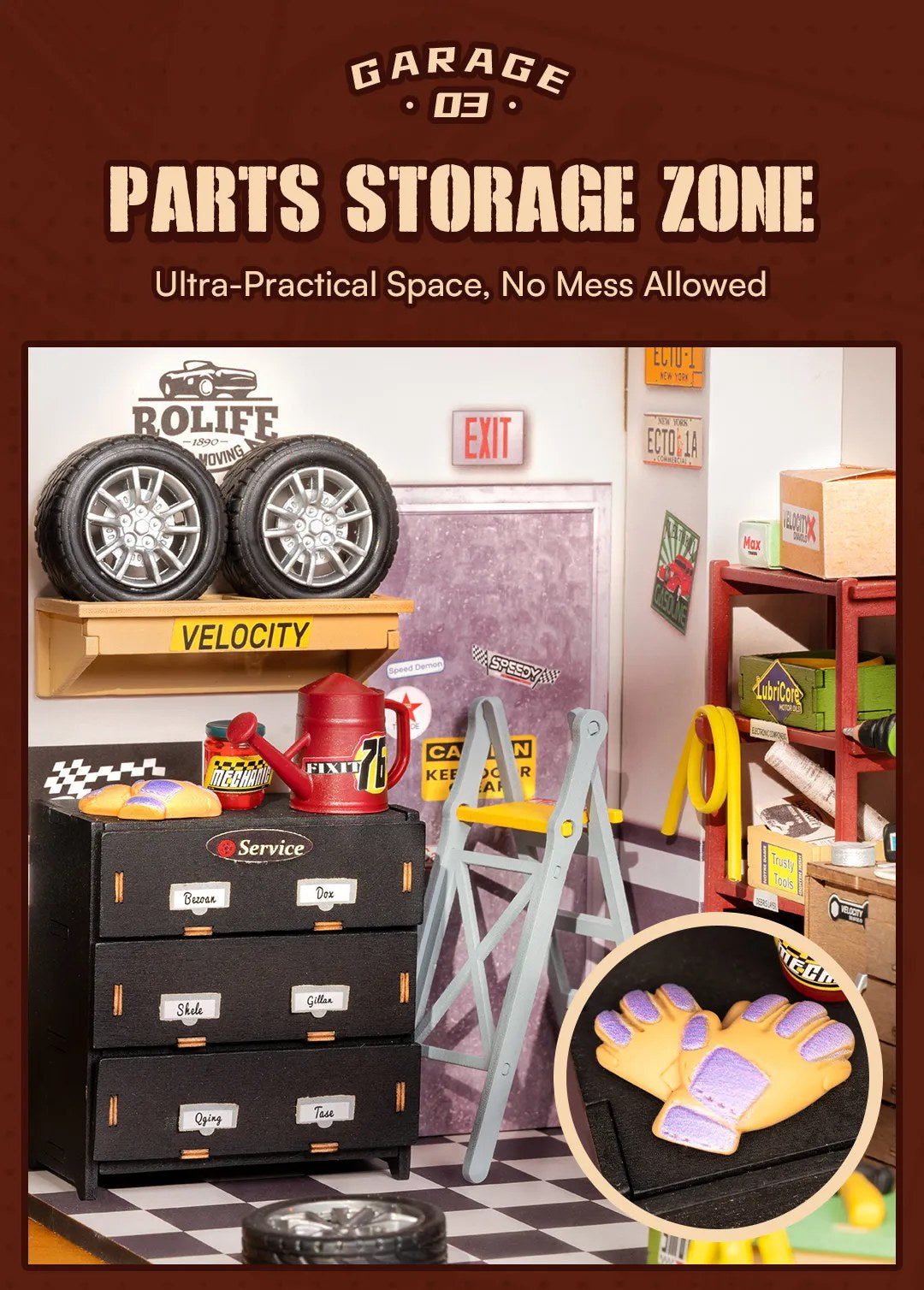 Garage Workshop Miniature House Kit DIY Dollhouse 3D Assembly Toys