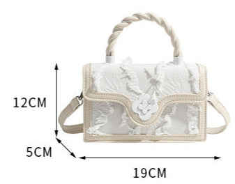 Tassel White Mini Square Messenger Bags For Women Luxury Designer Handbag Purses Weave Wrist Shoulder