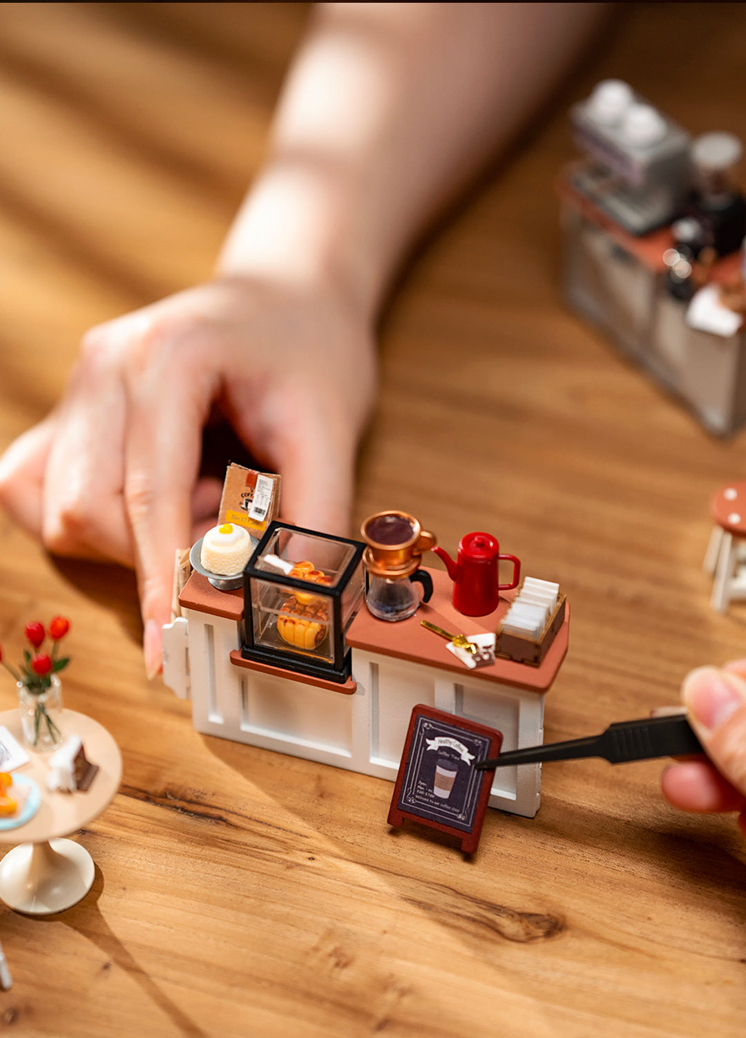 Café Miniature House Kit DIY Dollhouse 3D Wooden Assembly Building Toys