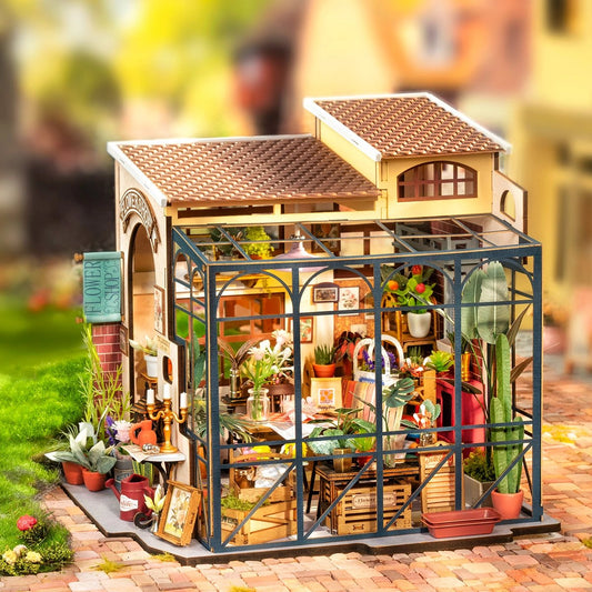 Emily's Flower Shop Miniature House Kit DIY Dollhouse 3D Assembly Toys