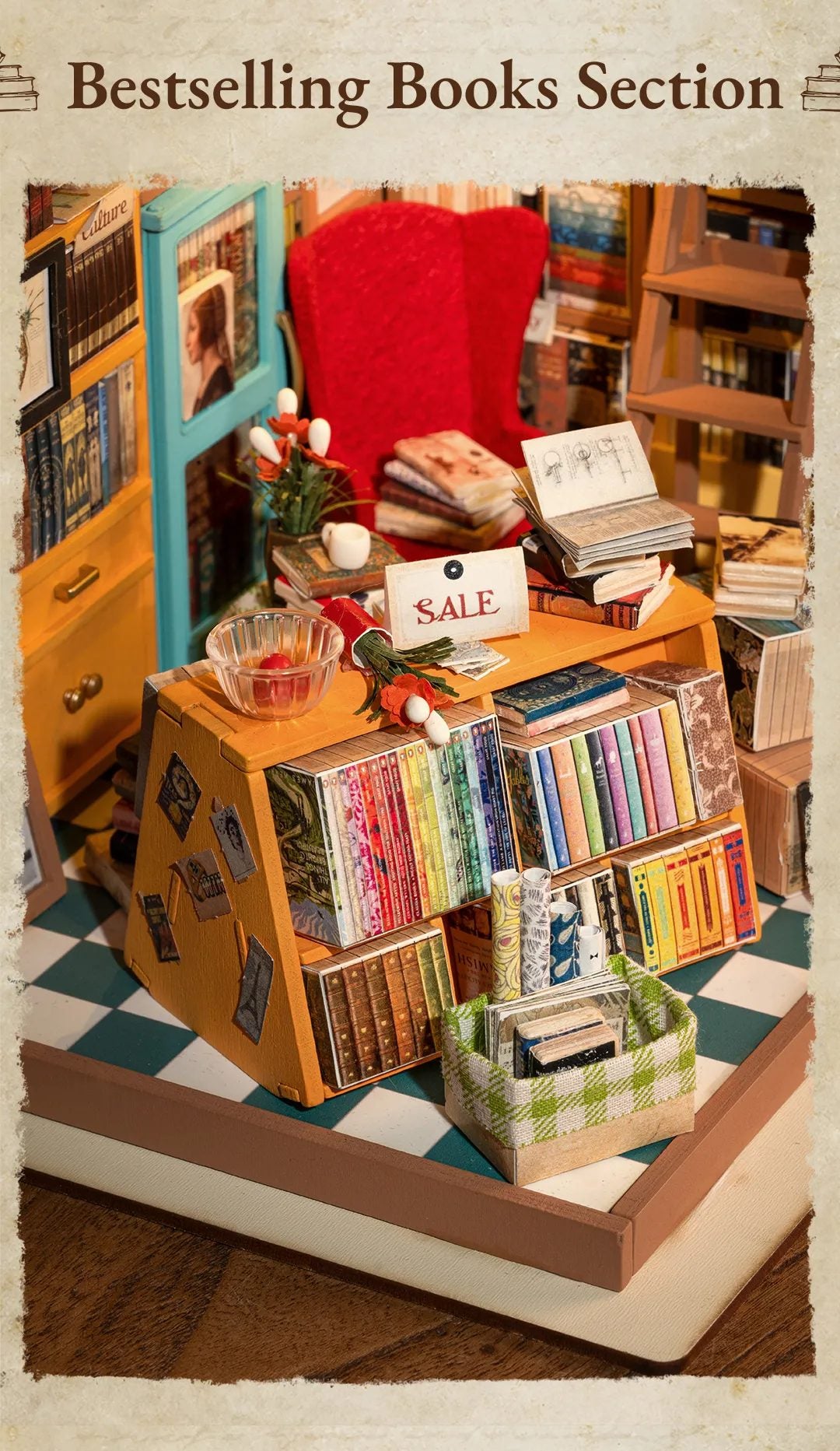 Sam's Bookstore Miniature House Kit DIY Dollhouse 3D Assembly Toys