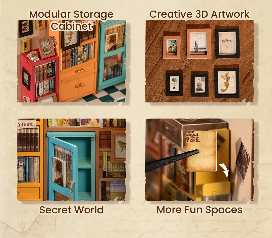 Sam's Bookstore Miniature House Kit DIY Dollhouse 3D Assembly Toys