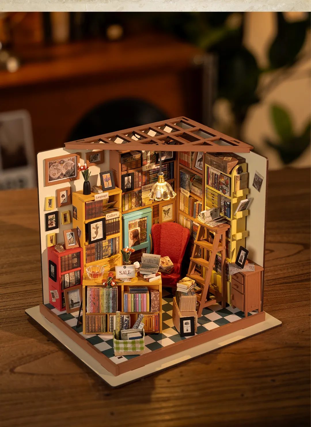Sam's Bookstore Miniature House Kit DIY Dollhouse 3D Assembly Toys