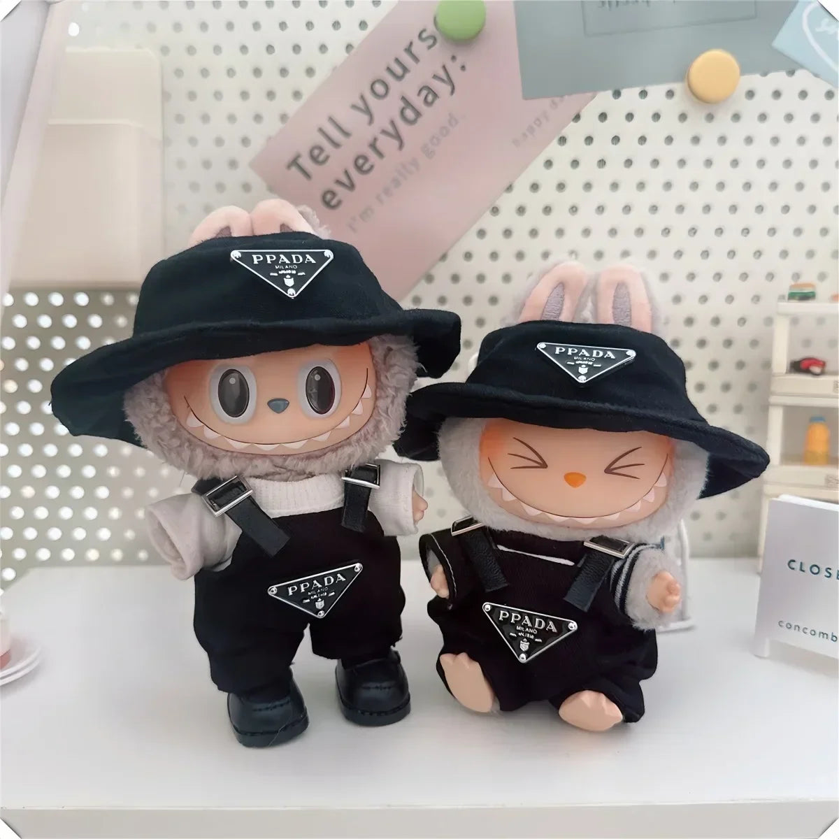 For 17cm Labubu Mini Doll Clothes Outfit Hat Clothes Labubu Doll Accessories