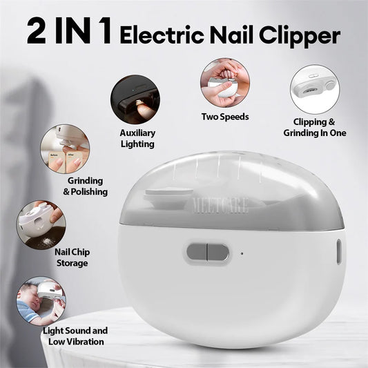 Electric Nail Clipper Grinding and Polishing with Light Automatic Nail Trimmer Rechargeable Nail Cutter Manicure for Baby Adult