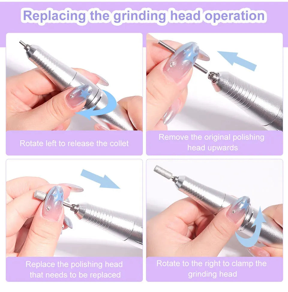 45000RPM Electric Nail Drill Machine Professional Nail Drills for Gel Nails Polish Rechargeable Portable Nail File Manicure Tool