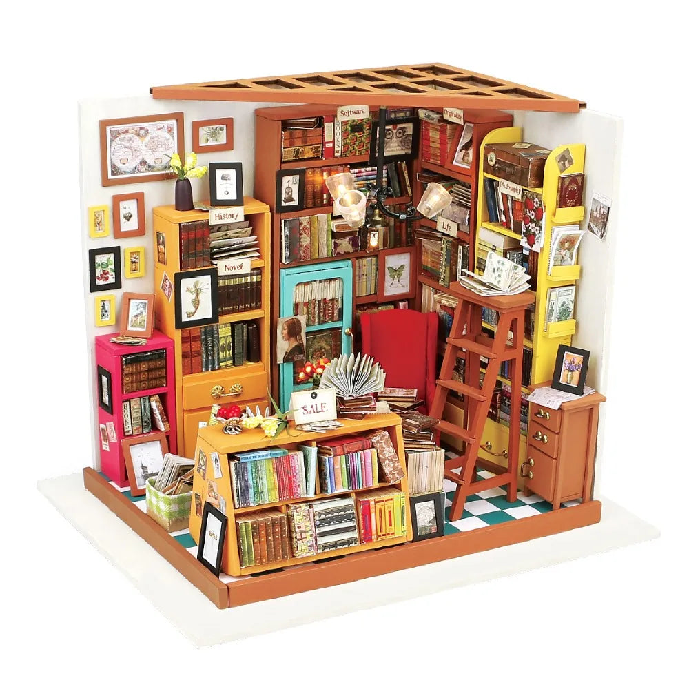 Sam's Bookstore Miniature House Kit DIY Dollhouse 3D Assembly Toys