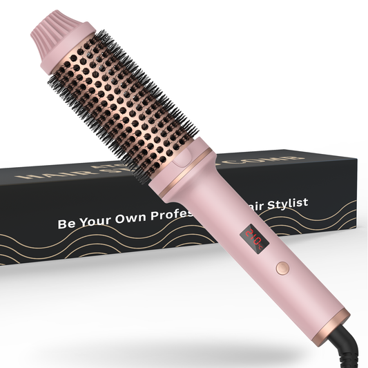Hair Curling Iron Brush 1.5 Inch Ceramic Thermal Brush Heated Round Brush Hair Electric Heating Brush Electric Hair Curler Comb