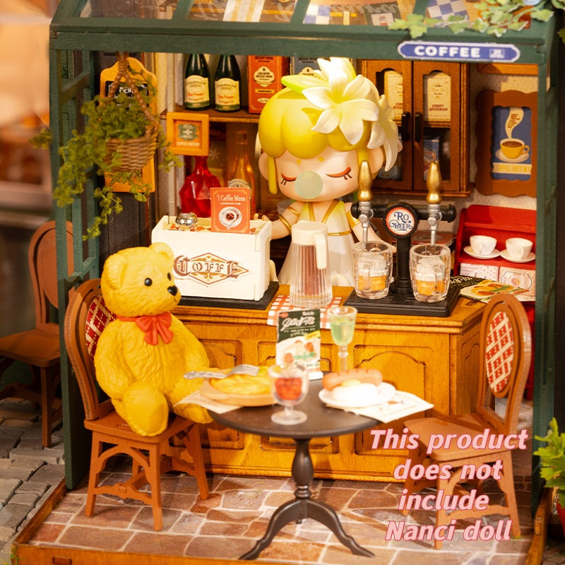 Bear Restaurant Miniature Kit DIY Dollhouse 3D Bistro Bar Design