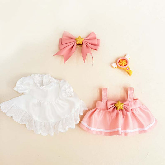 15/17cm Doll Clothes Set , Premium Fashion Dresses with Accessories, Kawaii Sakura princess skirt dresss , Luxury Chic Doll Clothing & Style Bundle, (NO Doll , Just Clothes)
