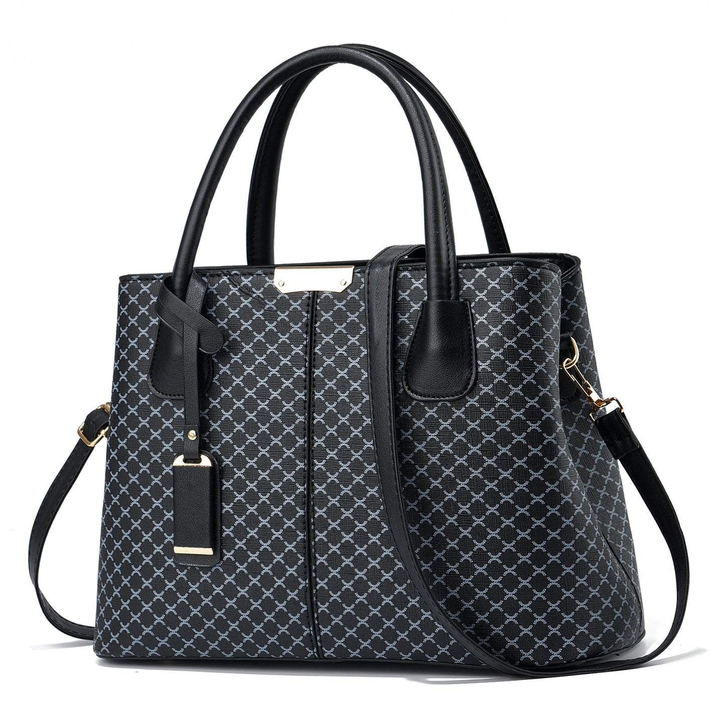 Elegant Flower Plaid Handbag: Versatile, Secure Zippered Satchel with Adjustable Strap