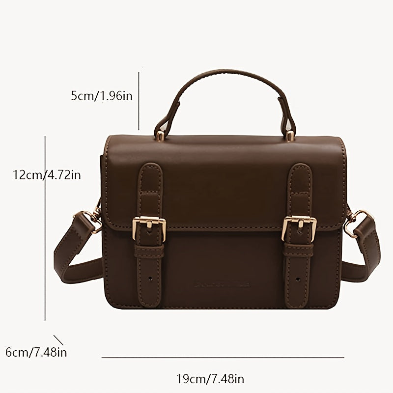 Hand Bag Stylish Solid-color Shoulder Square Bag, Buckle-trimmed Flip Messenger Bag, Homecoming Season