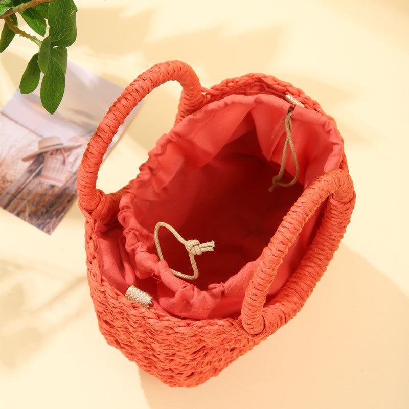 Handwoven Straw Rattan Half-Moon Beach Handbag Women Summer Hollow Out Crossbody Shoulder Bag
