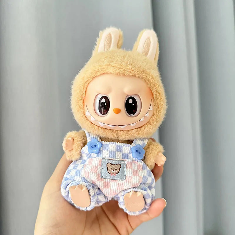 15/17cm Doll'S Clothes Outfit Accessories For Korea Kpop Exo Ropa Labubu V1 V2 V3 Dolls Plaid overalls Bib Pants Clothing