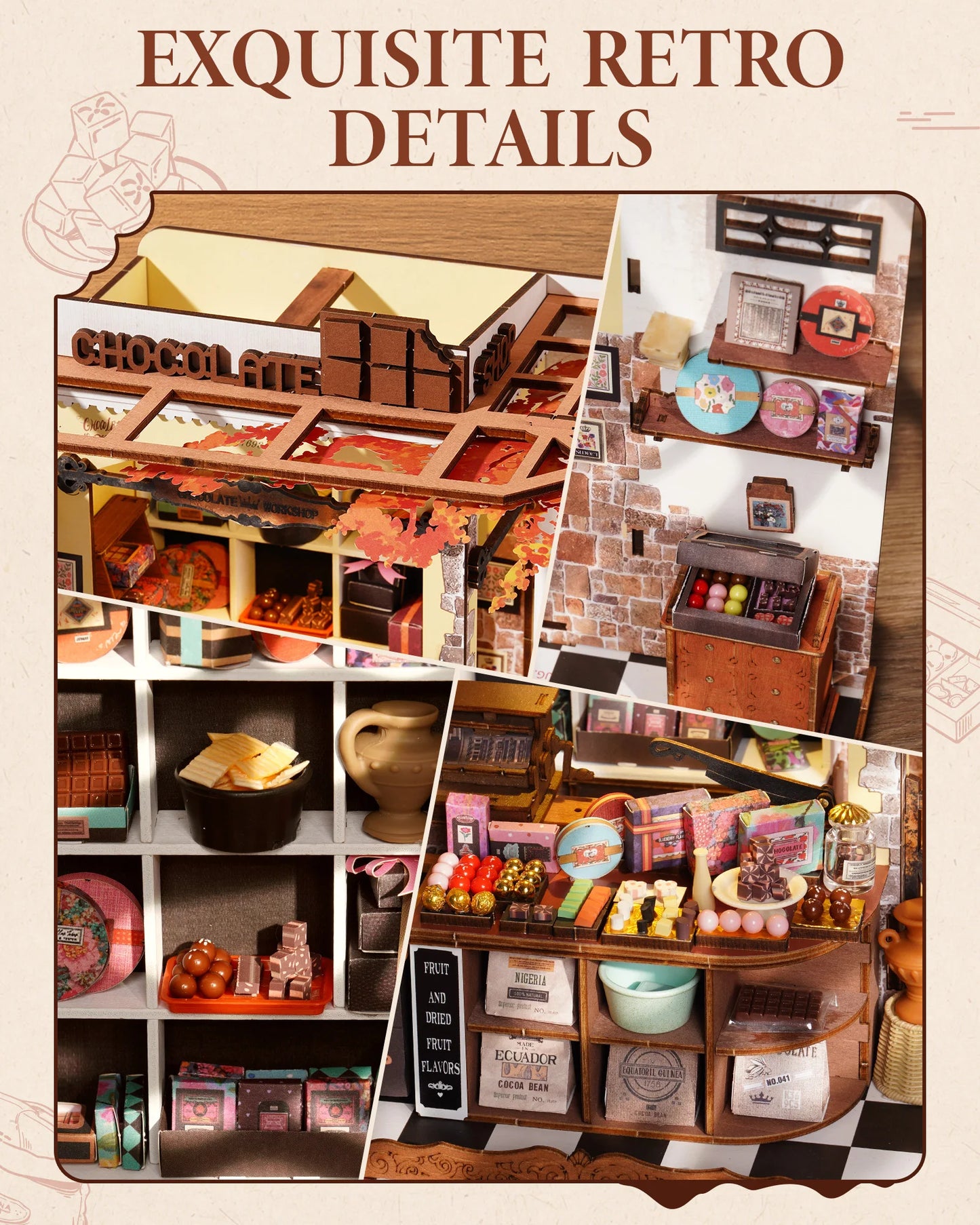 Henry's Chocolate Miniature House Kit DIY Dollhouse 3D Assembly Toys