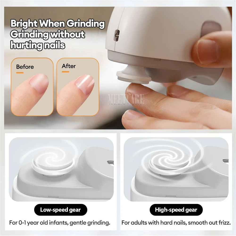 Electric Nail Clipper Grinding and Polishing with Light Automatic Nail Trimmer Rechargeable Nail Cutter Manicure for Baby Adult