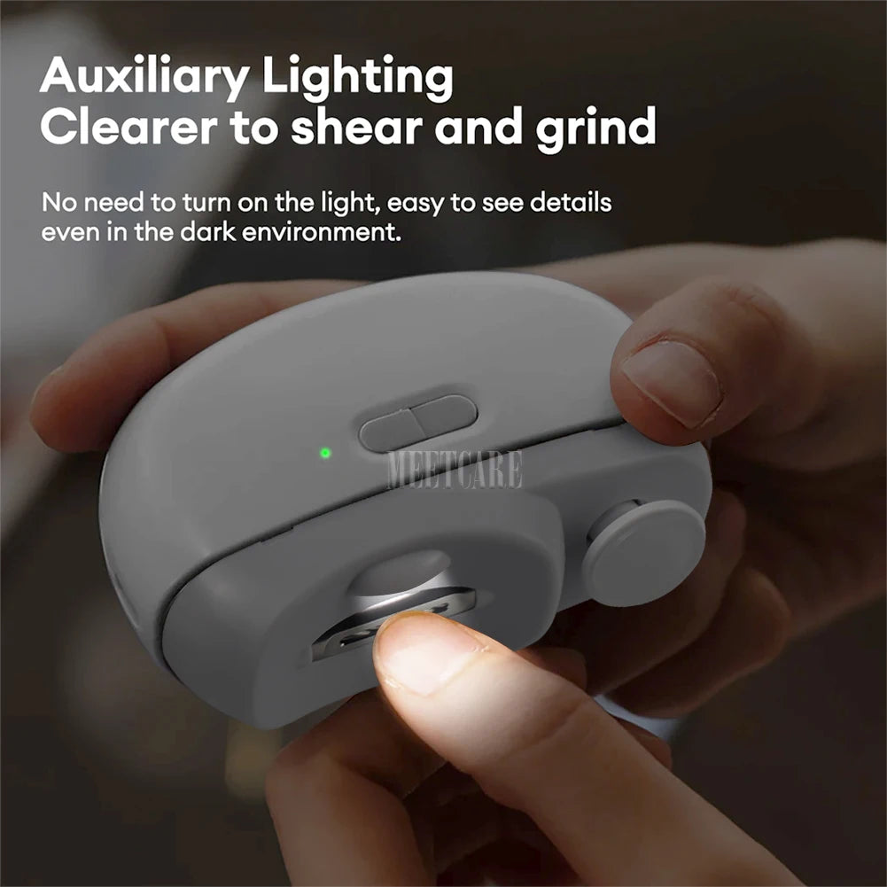 Electric Nail Clipper Grinding and Polishing with Light Automatic Nail Trimmer Rechargeable Nail Cutter Manicure for Baby Adult