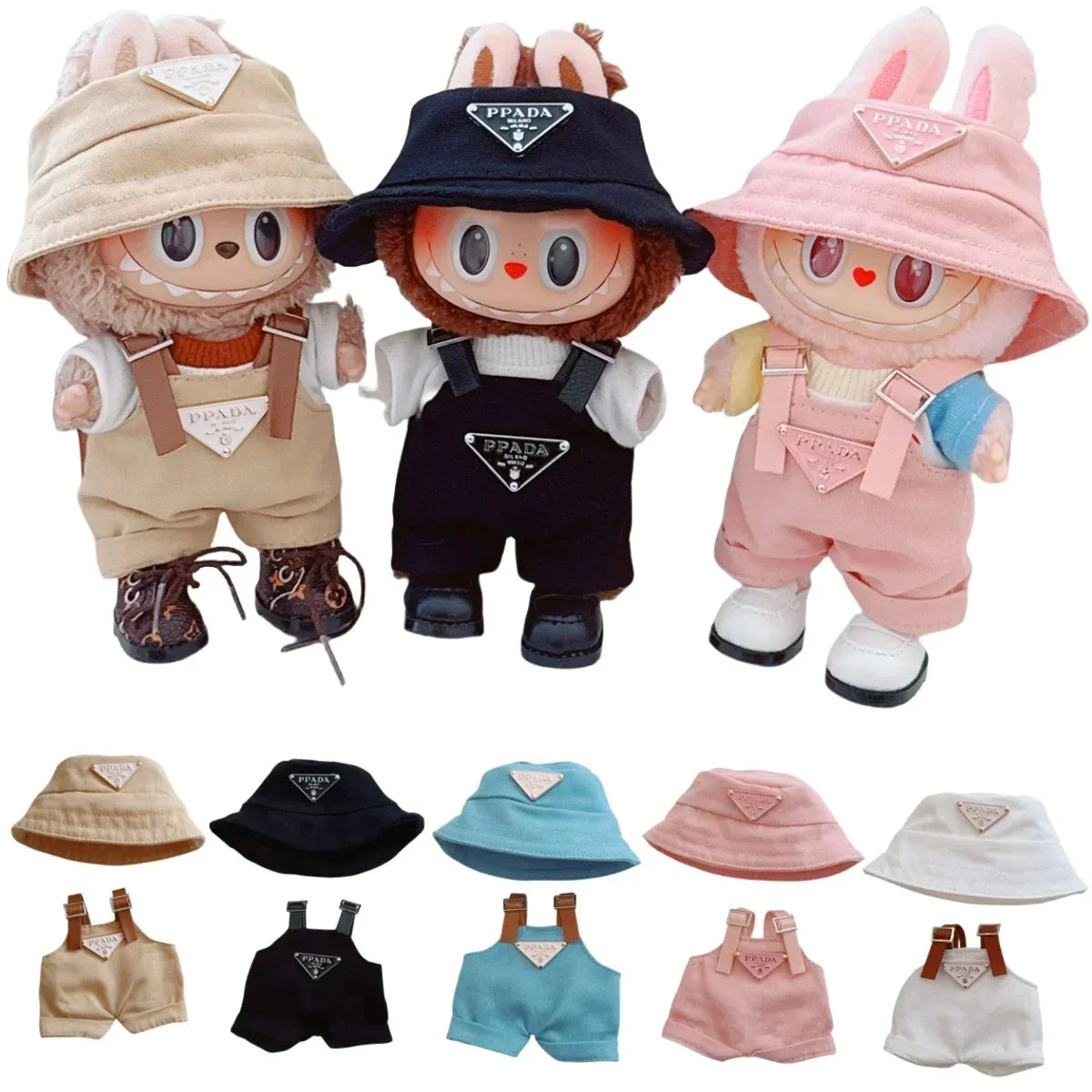 For 17cm Labubu Mini Doll Clothes Outfit Hat Clothes Labubu Doll Accessories