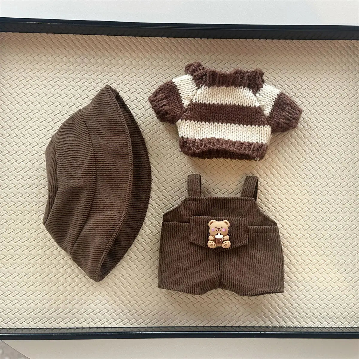 17cm doll clothes Labubu doll clothes casual versatile sweater fisherman hat overalls changing clothes