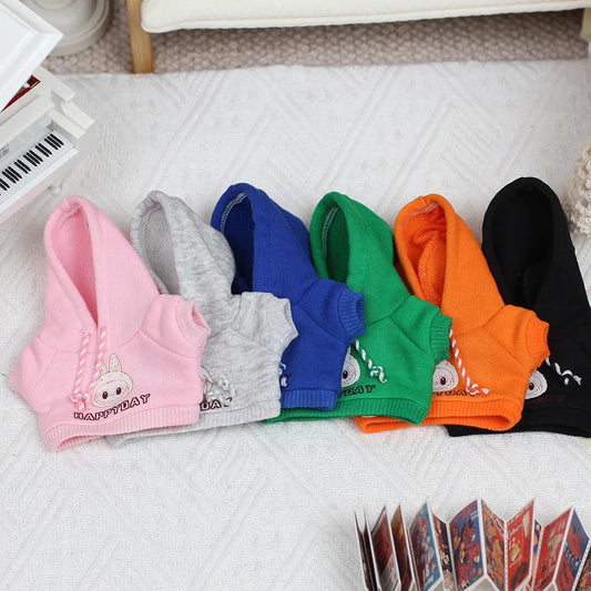 For 17cm Labubu Clothes I II Idol Dolls Accessories Sweatshirt Heart-Beating Hoodie Macaron For Labubu Doll Jeans Clothes