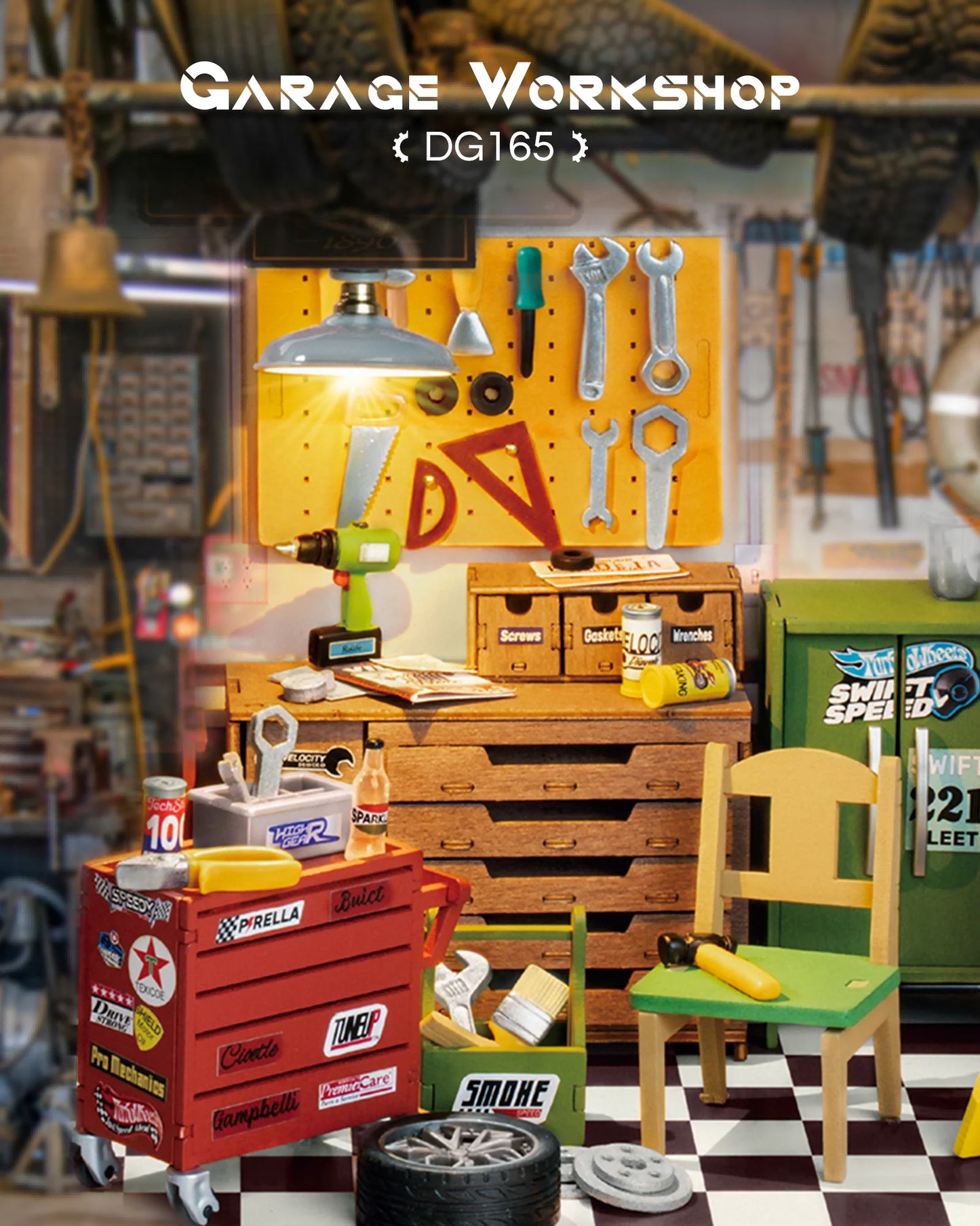 Garage Workshop Miniature House Kit DIY Dollhouse 3D Assembly Toys