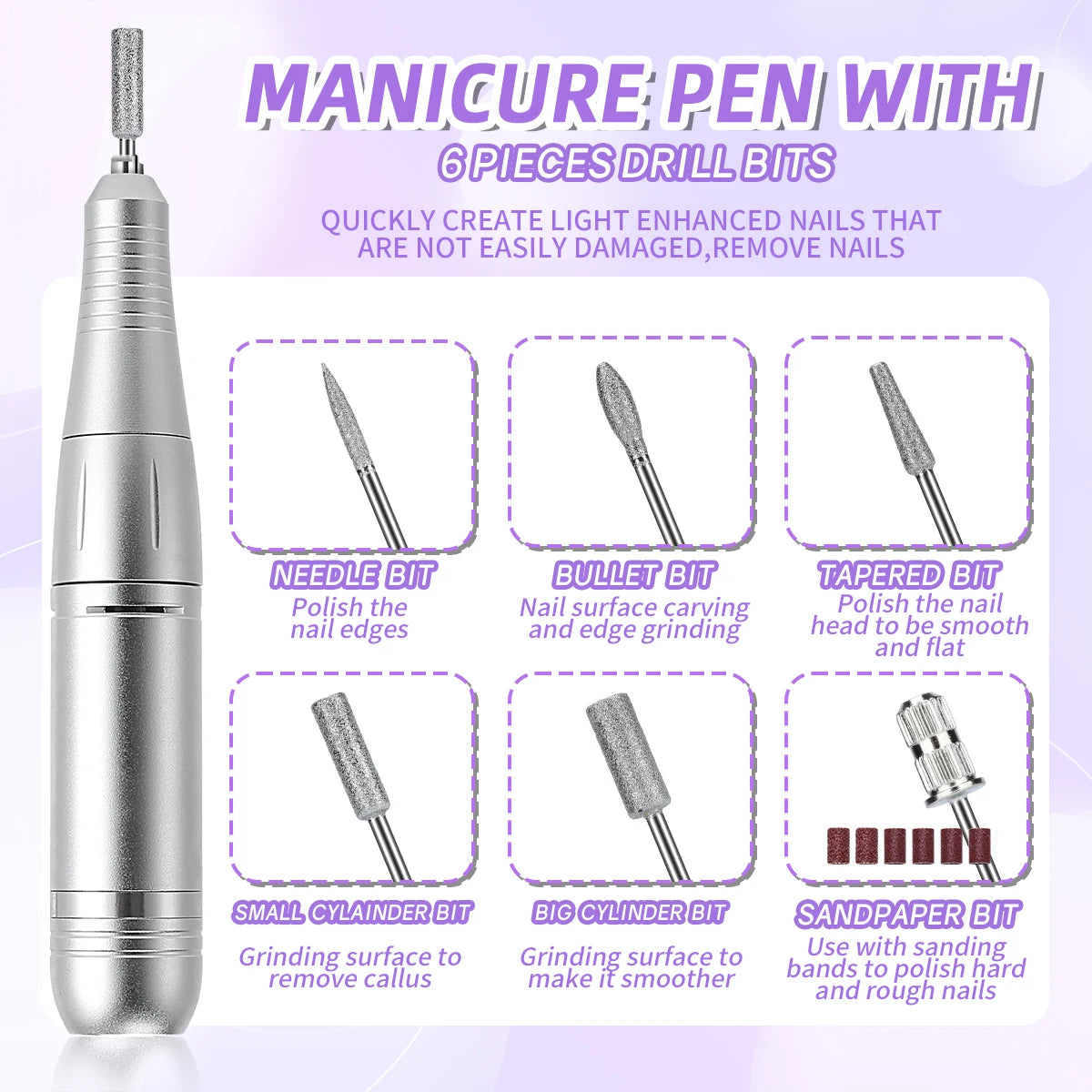 45000RPM Electric Nail Drill Machine Professional Nail Drills for Gel Nails Polish Rechargeable Portable Nail File Manicure Tool