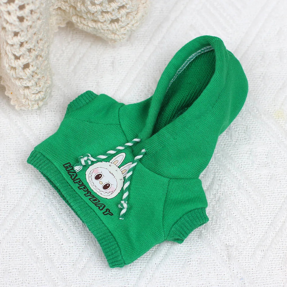 For 17cm Labubu Clothes I II Idol Dolls Accessories Sweatshirt Heart-Beating Hoodie Macaron For Labubu Doll Jeans Clothes