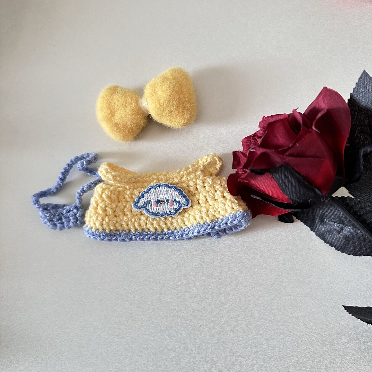 Doll'S Clothes Outfit Accessories For 15-17cm Labubu and 10cm cotton doll Bow hairpin messenger bag set