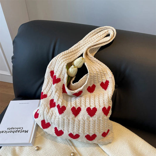 Crochet Tote Bag Casual Woven Designer Knitted Handbags Female Shopper Large Capacity Women's Shoulder Bag