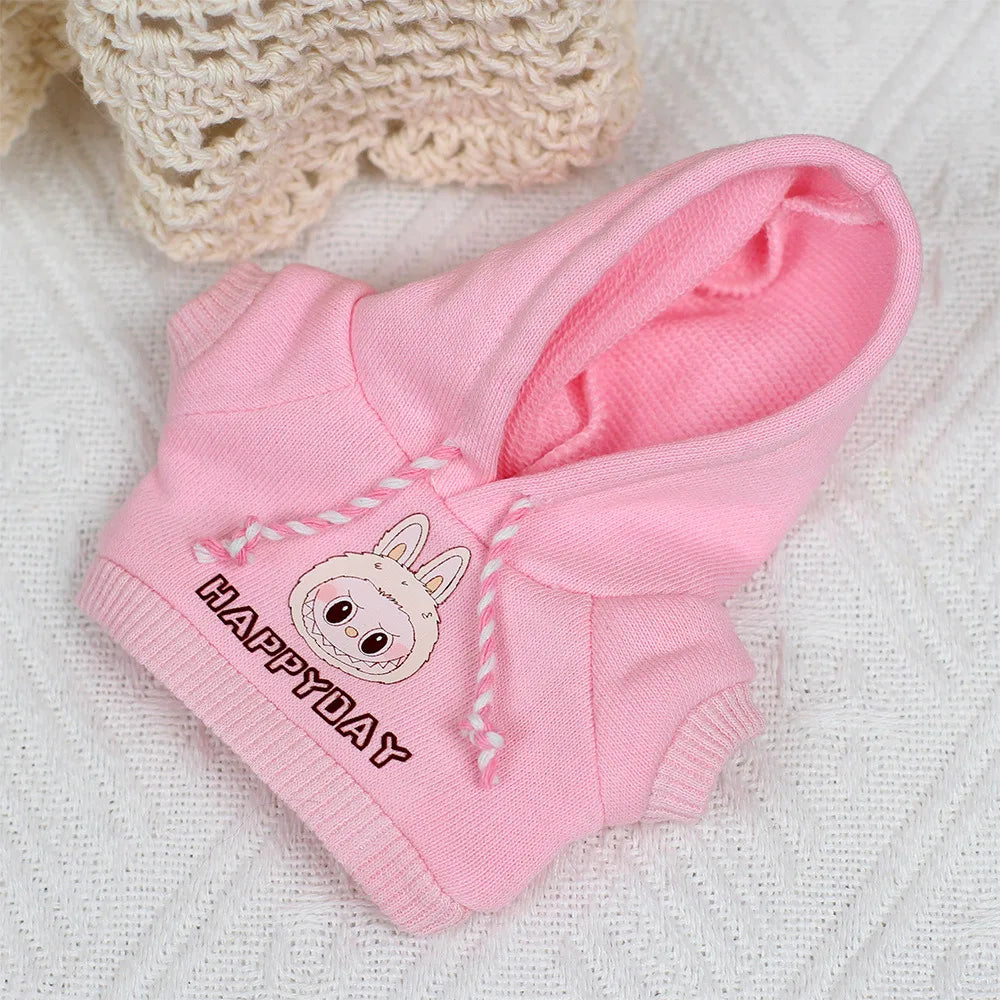 For 17cm Labubu Clothes I II Idol Dolls Accessories Sweatshirt Heart-Beating Hoodie Macaron For Labubu Doll Jeans Clothes
