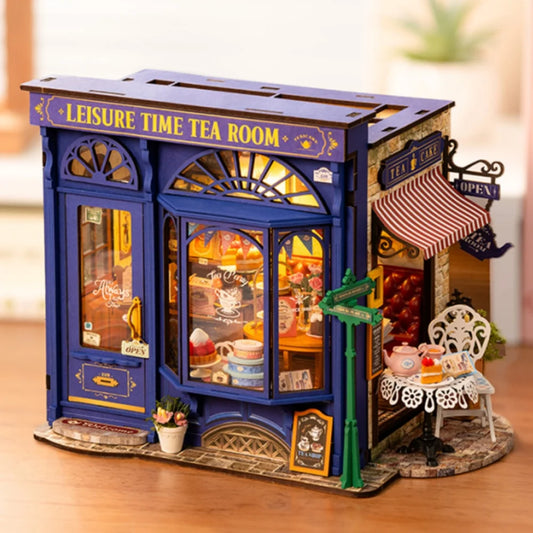 Leisure Time Tea Room Miniature House Kit DIY Dollhouse 3D Assembly Toys