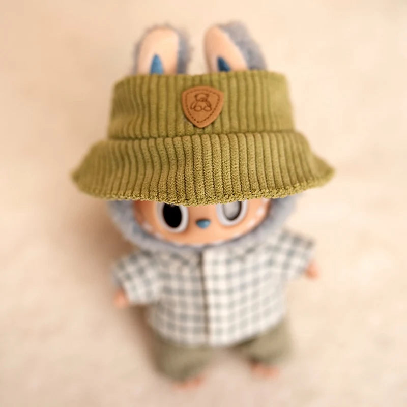 Hot Labubu Doll Clothes Fashion Clothes Hat Plaid Shirt Vertical Stripe Shorts For 17cm Doll Clothes Dolls Accessories Gift