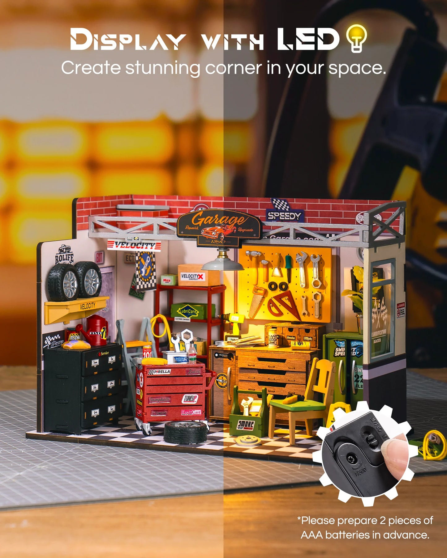 Garage Workshop Miniature House Kit DIY Dollhouse 3D Assembly Toys