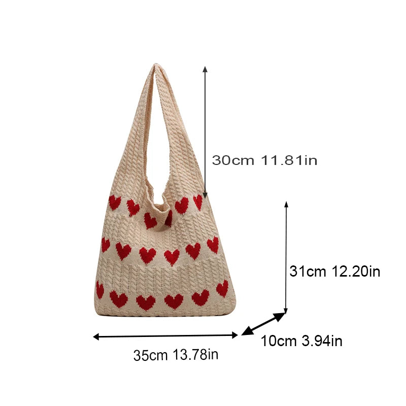 Crochet Tote Bag Casual Woven Designer Knitted Handbags Female Shopper Large Capacity Women's Shoulder Bag