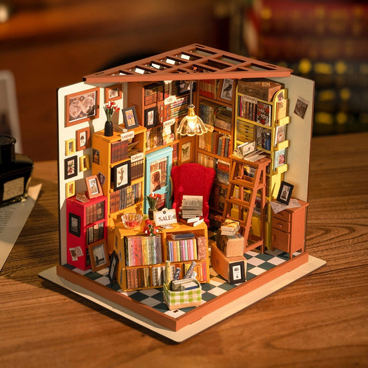 Sam's Bookstore Miniature House Kit DIY Dollhouse 3D Assembly Toys