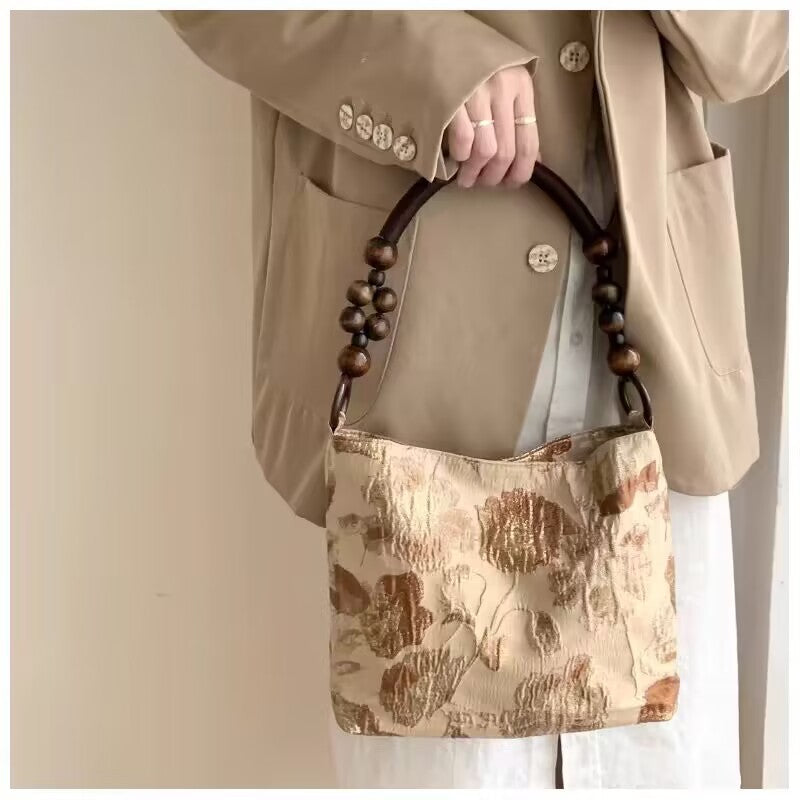 Túi đeo vai vải Jacquard cổ điển cho nữ, thời trang và đa năng, túi xách phong cách cổ xưa