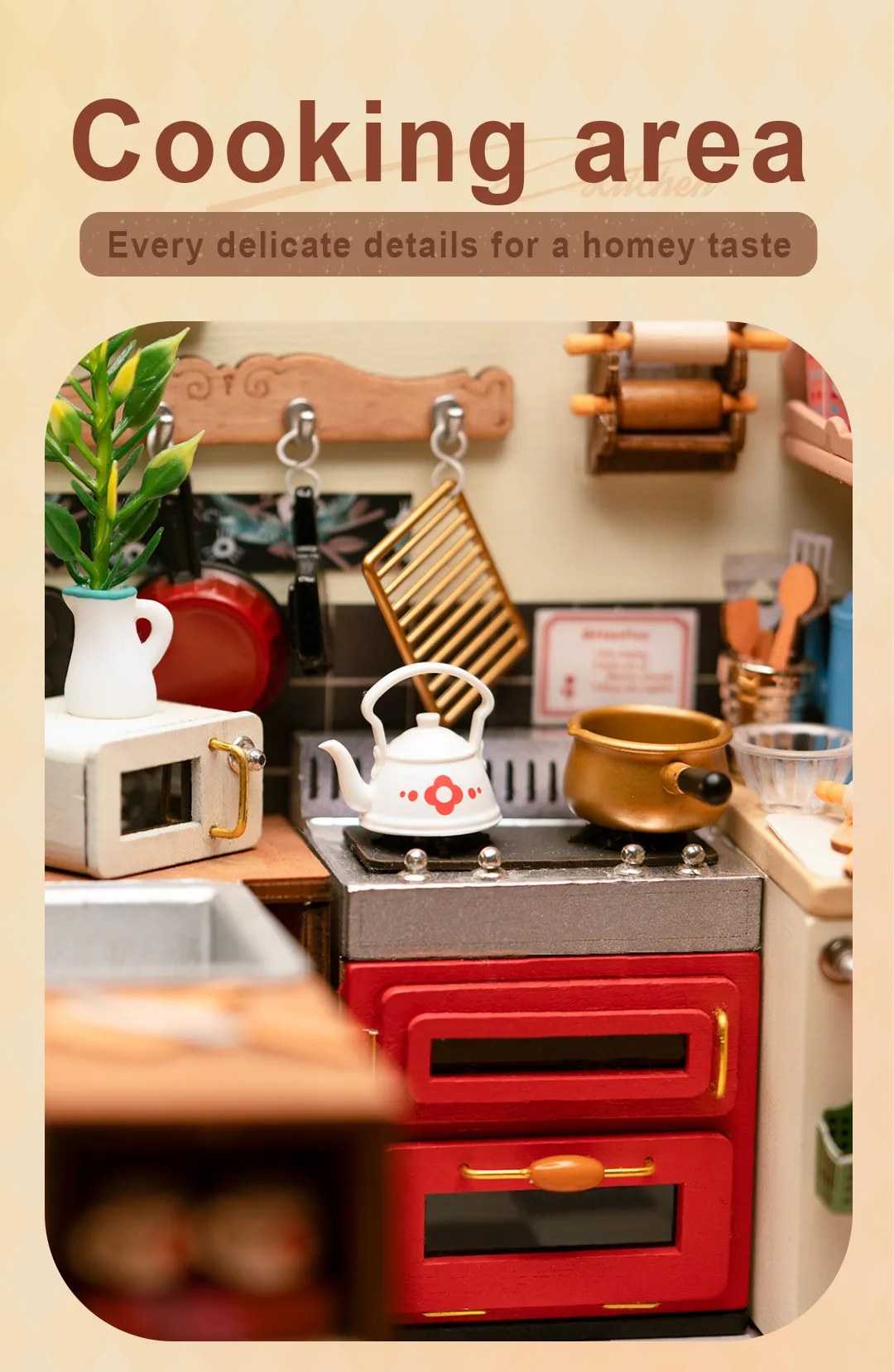 Homey Kitchen Miniature House Kit DIY Dollhouse 3D Assembly Toys