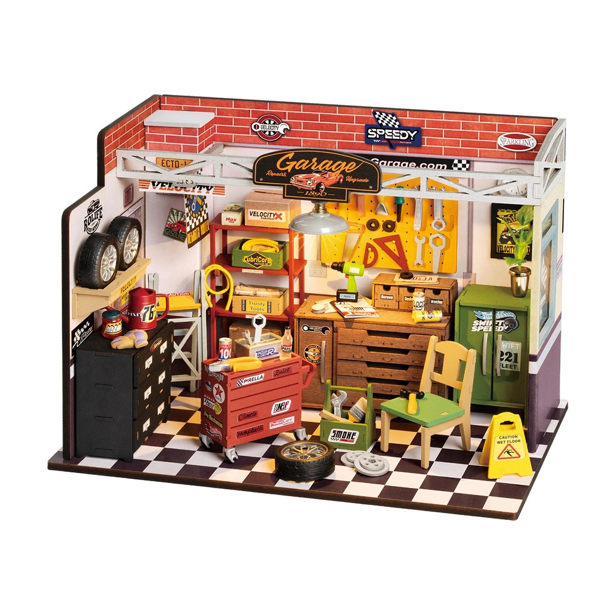 Garage Workshop Miniature House Kit DIY Dollhouse 3D Assembly Toys