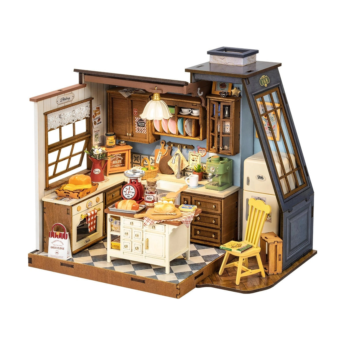 Baking Kitchen Miniature House Kit DIY Dollhouse 3D Assembly Toys