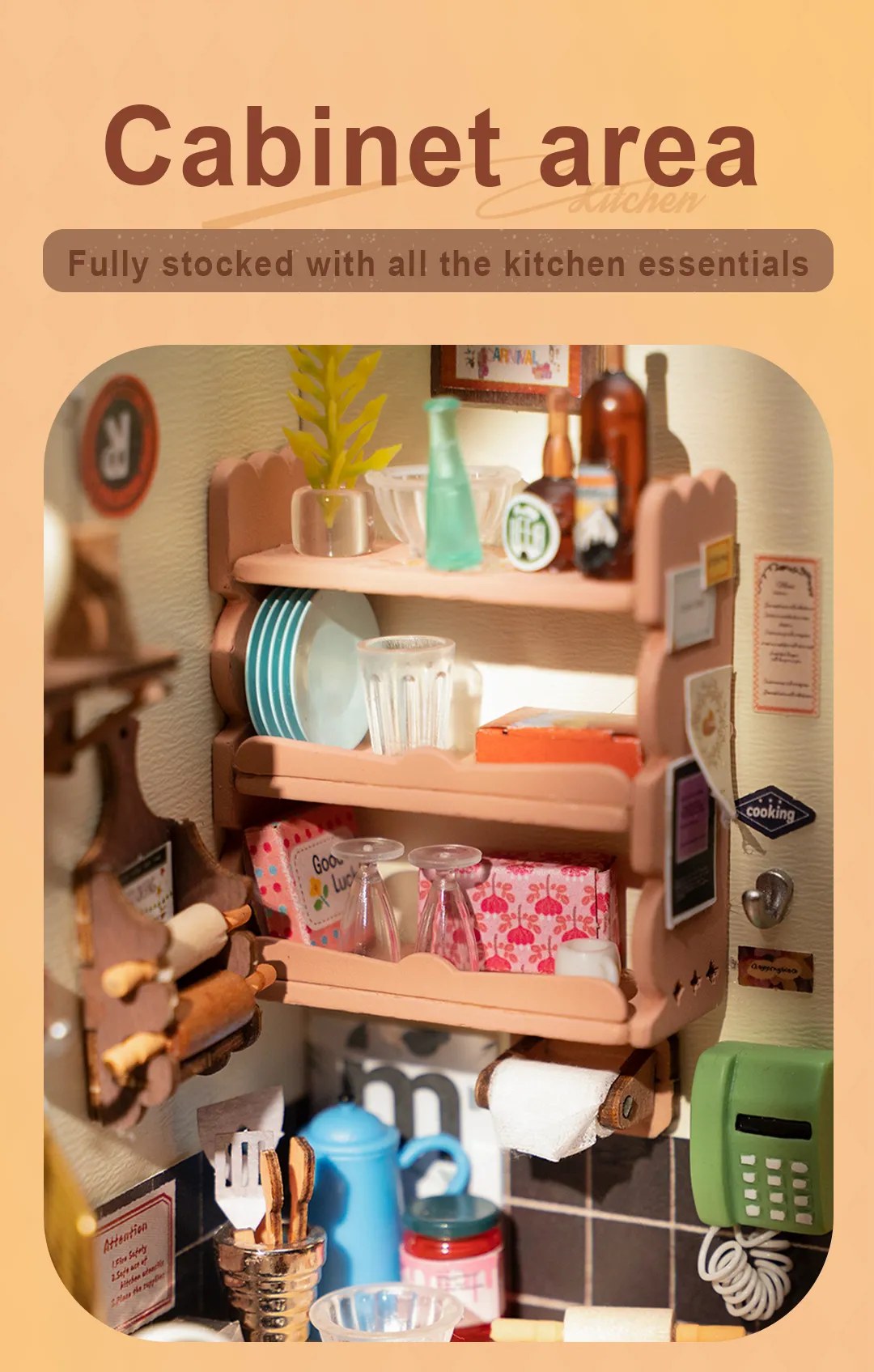 Homey Kitchen Miniature House Kit DIY Dollhouse 3D Assembly Toys