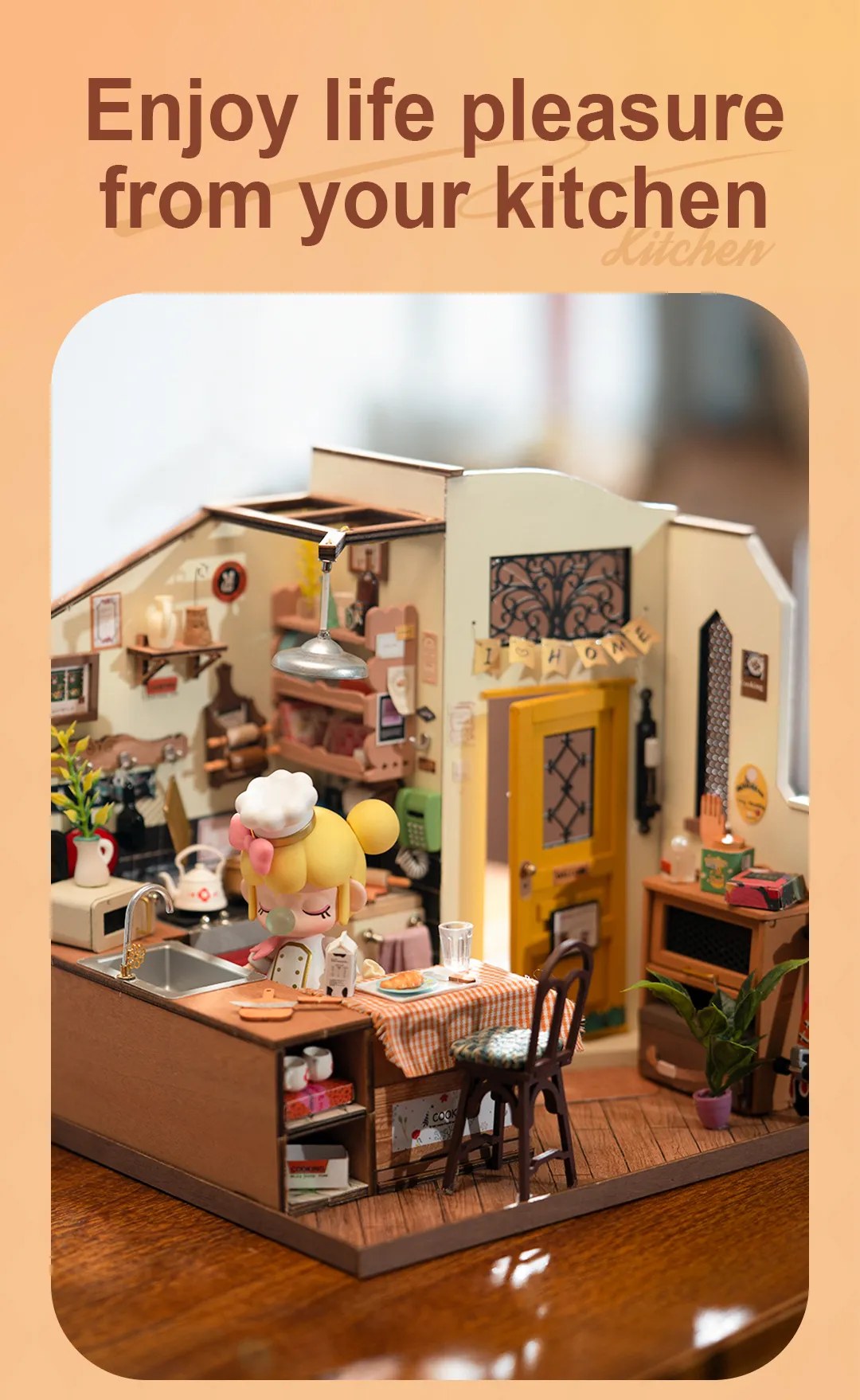 Homey Kitchen Miniature House Kit DIY Dollhouse 3D Assembly Toys