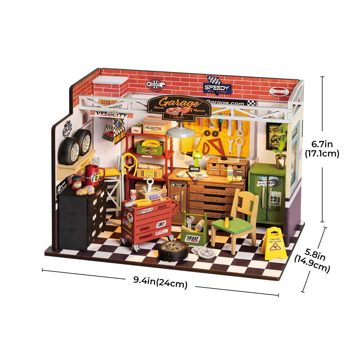 Garage Workshop Miniature House Kit DIY Dollhouse 3D Assembly Toys