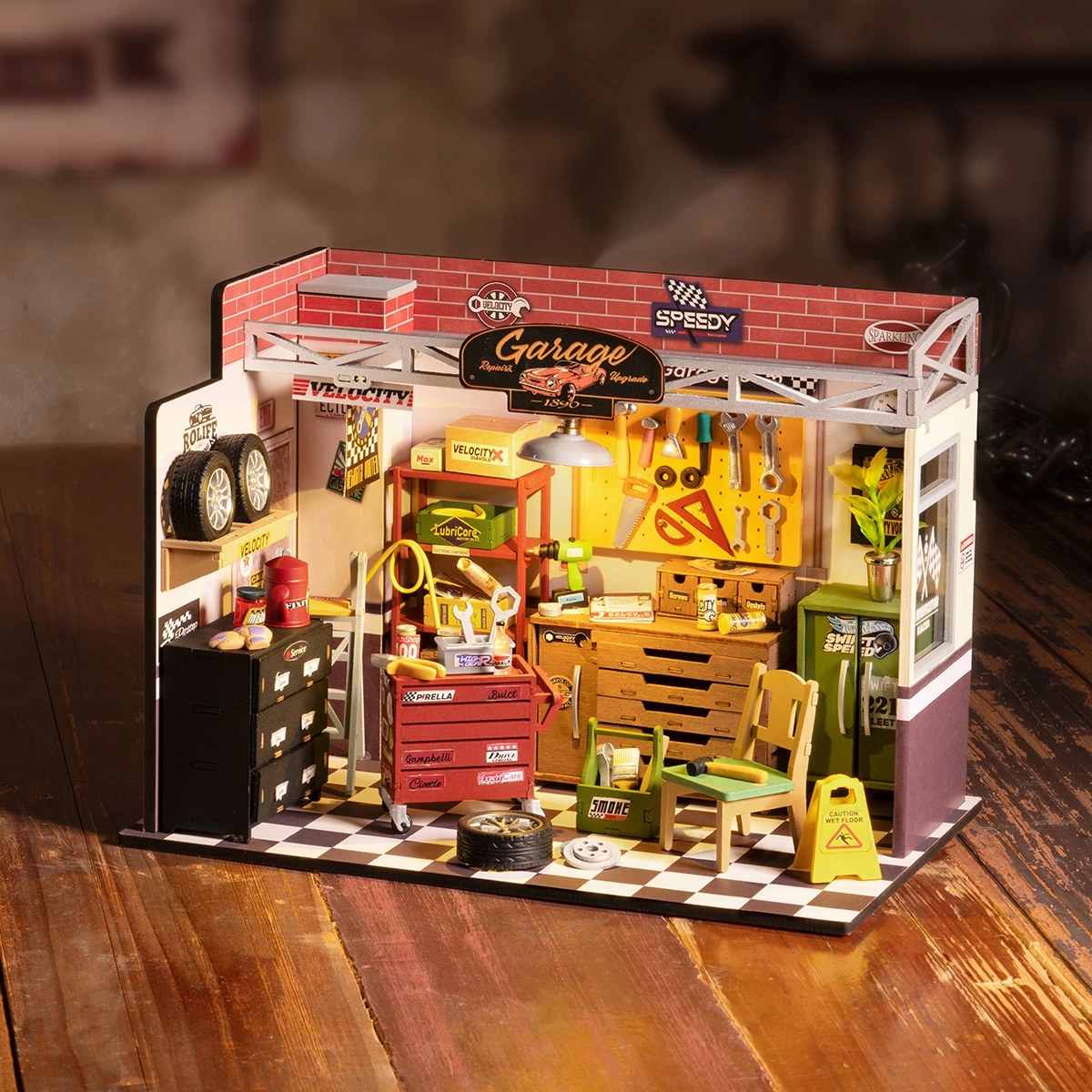 Garage Workshop Miniature House Kit DIY Dollhouse 3D Assembly Toys