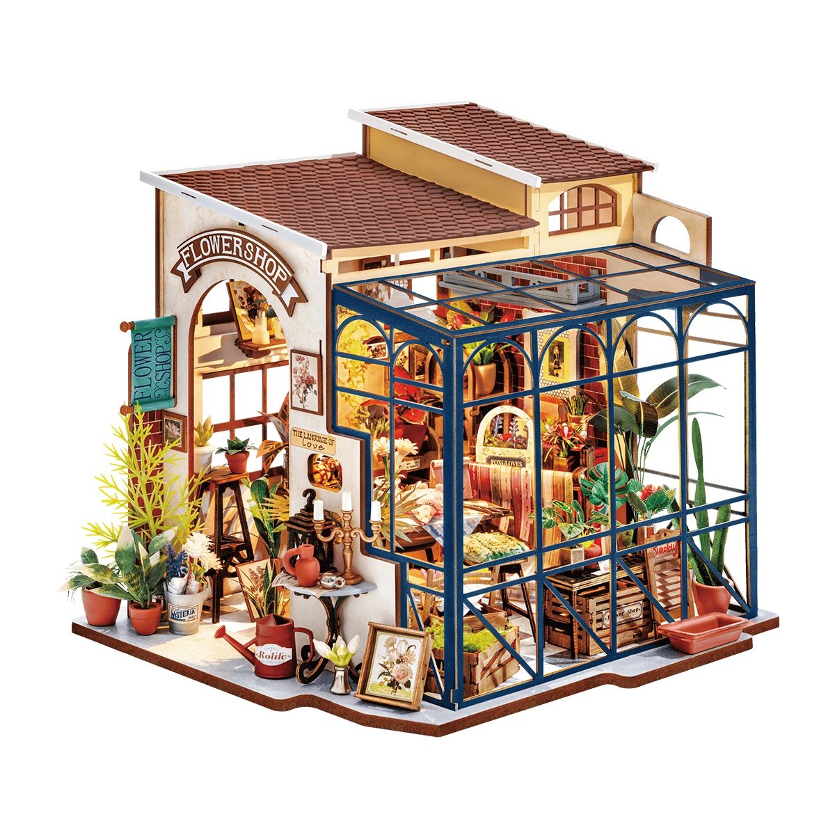 Emily's Flower Shop Miniature House Kit DIY Dollhouse 3D Assembly Toys