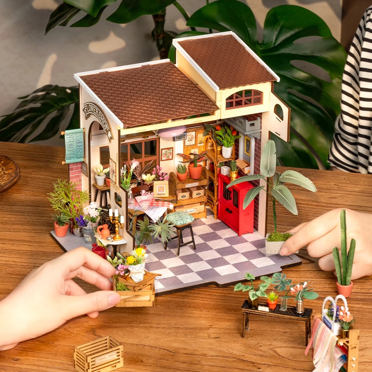 Emily's Flower Shop Miniature House Kit DIY Dollhouse 3D Assembly Toys
