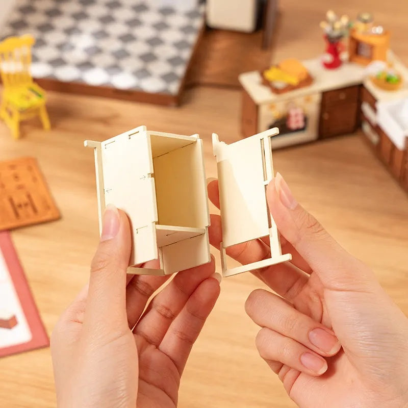 Baking Kitchen Miniature House Kit DIY Dollhouse 3D Assembly Toys