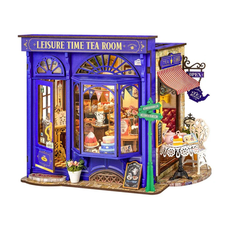 Leisure Time Tea Room Miniature House Kit DIY Dollhouse 3D Assembly Toys