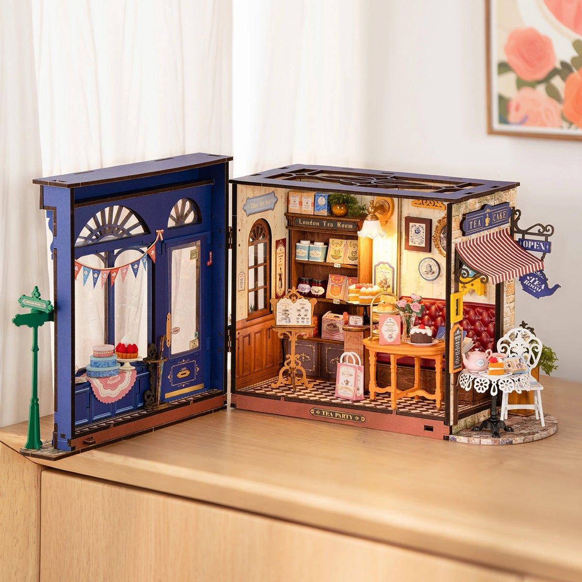 Leisure Time Tea Room Miniature House Kit DIY Dollhouse 3D Assembly Toys